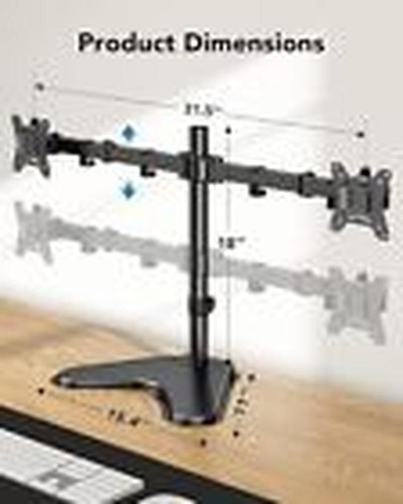 HUANUO Freestanding Dual Monitor Stand, Fully Adjustable Dual Monitor Black