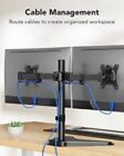 HUANUO Freestanding Dual Monitor Stand, Fully Adjustable Dual Monitor Black