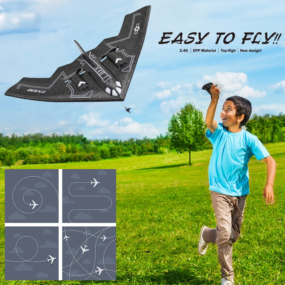 Remote Control Planes for Adults with 2 Batteries , B2 Spirit RC Airplanes for Kids 14+