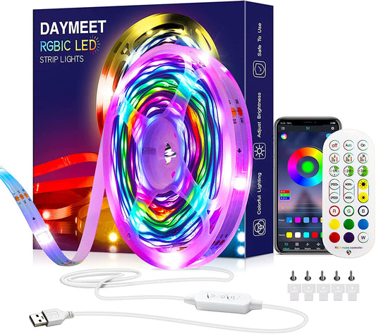 Led Lights for Bedroom, 33Ft Led Chasing Effect Dream ICRGB Light Strip, USB Smart Light Strips APP Control Music Sync Color Changing Led Strip Lights with Remote for Home Christmas Decoration