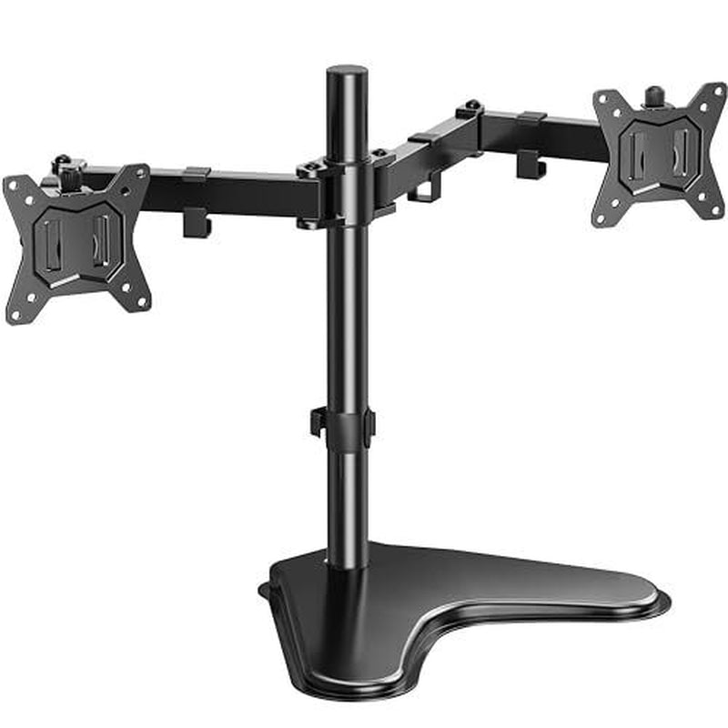 HUANUO Freestanding Dual Monitor Stand, Fully Adjustable Dual Monitor Black